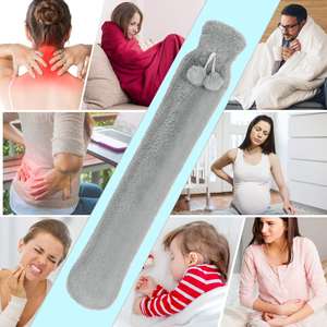 Bouillotte avec couvercle 2L peluche super douce pour le cou et les épaules, le dos, les jambes, la taille chaude bouteille d'eau chaude en caoutchouc de 72x12cm - Product Image 6