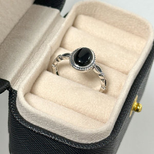 Anillo Ovalado de Ónice Negro, Joyería Fina Vintage, Plata de Ley 925, Piedra Preciosa Negra, Estilo <span class=keywords><strong>Boho</strong></span> Gótico para Mujer - Product Image 1