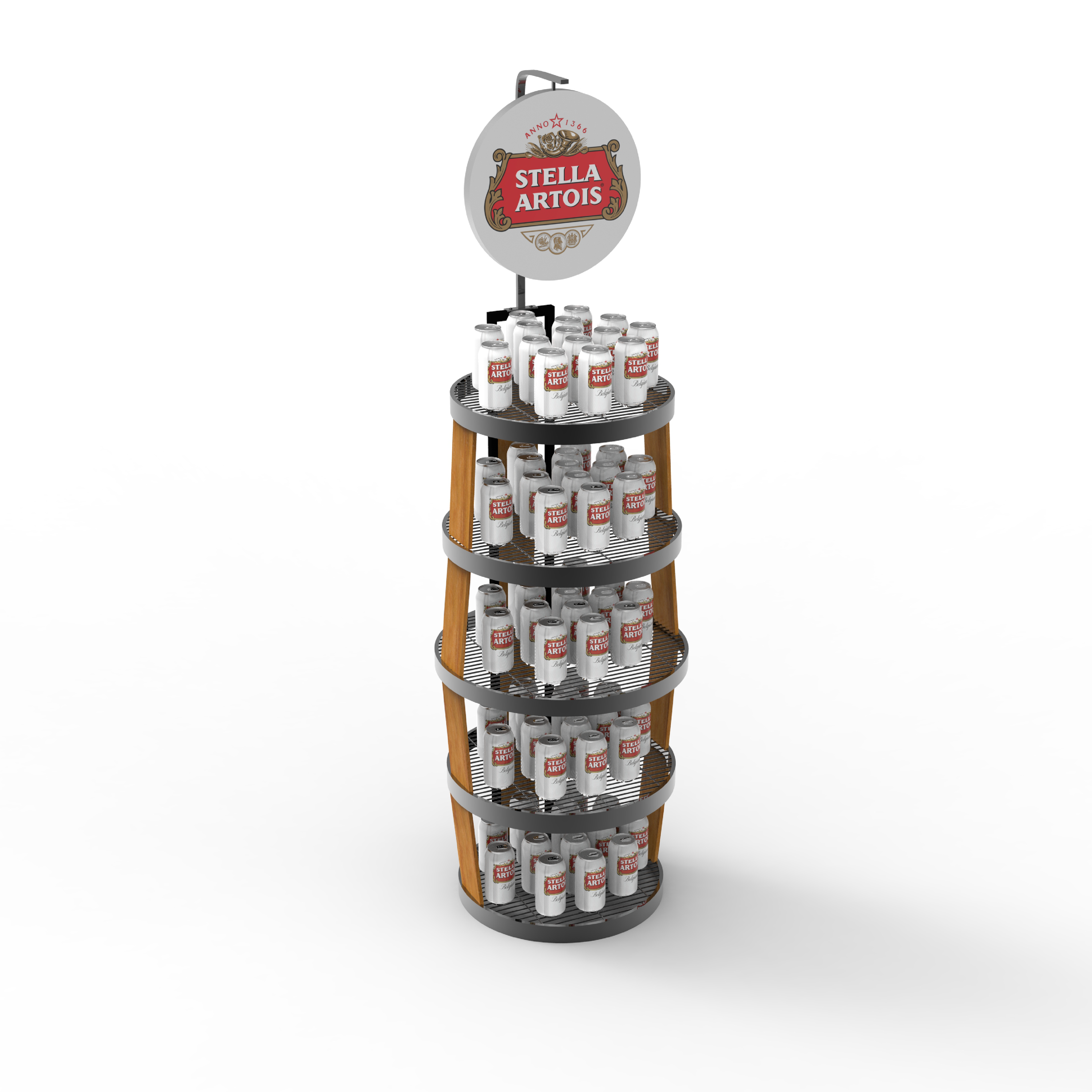 Apache Custom Logo Free Standing Metal Wire Barrel Display Rack Light Duty for Storing Beer Cans or Bottles OEM ODM — view 2
