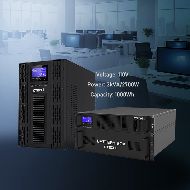 Customization UPS Backup Energy Power Supply 3KVA 2700W Tower Uninterruptible Power Supply Built-in 1000Wh Batteries