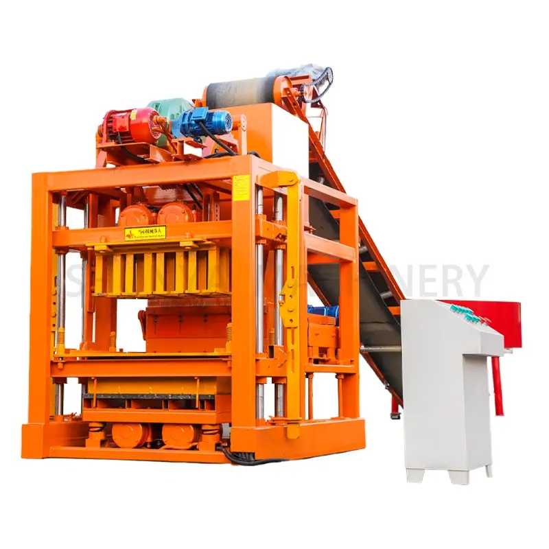 high quality block machinery QTJ4-26 automatic plate feed semi-automatic hollow concrete block making machine