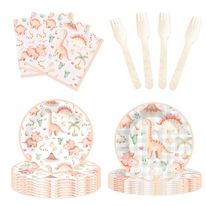 Vajilla Infantil con Diseño de Dinosaurios DAMAI para Fiestas de Cumpleaños, Platos, Servilletas y Vasos de Papel con Estampado de Dinosaurios para Baby Shower - Product Image 3