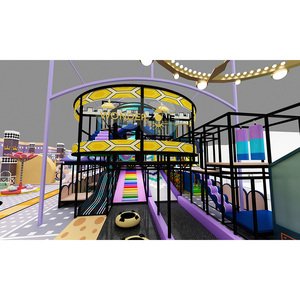Aire de jeux intérieure en plastique attrayante pour week-end en famille, aire de jeux commerciale personnalisée pour enfants de maternelle, maison de jeu - Product Image 3