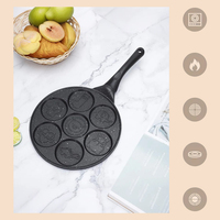 Mini poêle à frire pour œufs à 7 trous |   Ustensiles de cuisine en aluminium antiadhésif en forme de sourire pour la cuisine à domicile