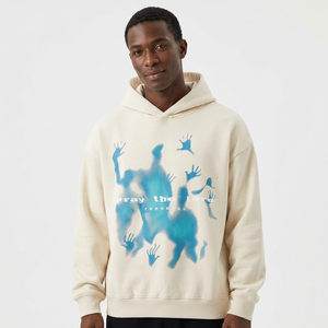 Unisex Spray Print <b>Hoodie</b> Cozy Fit Pullover Winter Wear <b>Soft</b> Casual Style Front Logo Puff Print OEM Service Hoodies for Men - Product Image 2