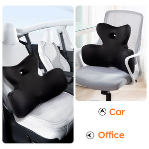 <span class=keywords><strong>Oreiller</strong></span> de soutien lombaire en mousse à mémoire de forme avec housse respectueuse de la peau Noir pour le soulagement des maux de dos Coussins de siège et oreillers lombaires - Product Image 6