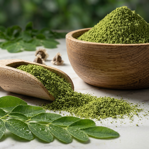 Poudre de feuilles de Moringa 100 % naturelle, riche en vitamines et minéraux, qualité alimentaire, fournisseur en gros de poudre de Moringa de qualité export, provenance Inde - Product Image 1