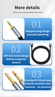Kabel Audio AUX Stereo 3.5mm Male ke Double 6.35mm Male untuk Speaker, Gitar, Mixer, Amplifier, Adaptor 6.5mm Grosir