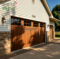 Puerta de Garaje Moderna Minimalista de Madera Sólida LONGTAI con Marco de Aluminio y Paneles de Vidrio Templado