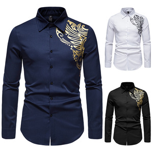 2023 nuova camicia stampata tatuaggio camicia da <span class=keywords><strong>uomo</strong></span> a maniche lunghe Casual moda europea e americana - Product Image 3