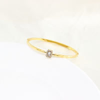 Brazalete de Acero Inoxidable Chapado en Oro PVD de 14K de Alta Calidad al por Mayor, con Circonita Cuadrada, Joyería de Moda para Mujer, Hipoalergénico y Duradero