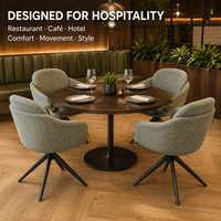 Chaise de salle à manger pivotante à dossier en pétales, dossier double couche, revêtement en lin, base pivotante en métal, restaurant, café, salon de thé