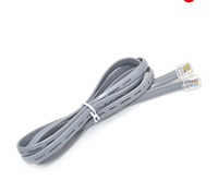 Cable Telefónico Modular HJX RJ12 6P6C Macho a Macho de 6 Hilos de Cobre, con Cubierta Plana de PVC Gris para Interiores, Cable de Conexión de 5 Metros