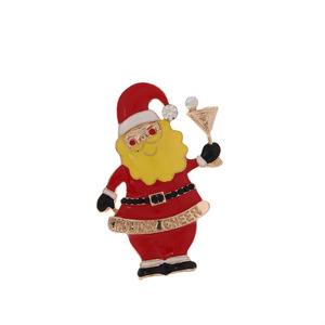 Broches de Noël en alliage de zinc avec strass, motifs Père Noël, chat, bonhomme de neige, sapin, bijoux unisexes pour les fêtes - Product Image 5