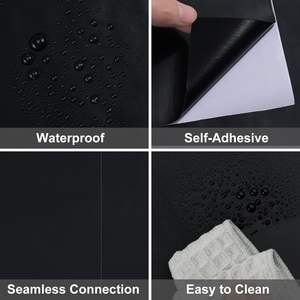 Papier peint auto-adhésif noir mat ORON DECO, décoration murale, panneaux muraux 3D, design d'intérieur, panneau de plafond en PVC, rouleaux de papier peint - Product Image 2