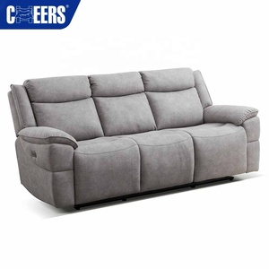 MANWAH CHEERS Promotion Exceptionnelle Fauteuil Inclinable Triple en Tissu Gris avec Table Rabattable et Lumière LED USB - Product Image 3