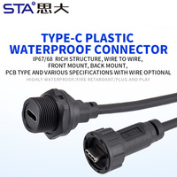 Conector Circular Impermeable Tipo-C/USB-A, Montaje en Panel, Conector Hembra, Cable de Instalación Frontal, Conector Macho, Cable Plano FPC