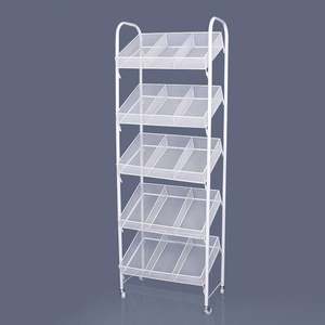 Customized 5 Tier Supermarket Mall Vegetable Fruit Snacks Drinks Storage White Metal Display Rack - Product Image 1