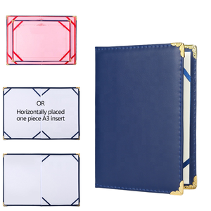 ขนาด A4ว่างเปล่าใบปริญญาสีฟ้าสำหรับจบการศึกษาหนังพียูสีฟ้าบุนวมเรียบใบประกาศนียบัตรโฟลเดอร์หนัง6K 8K 12K - Product Image 4