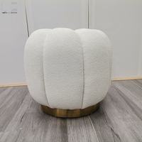 Pouf ottoman en velours gris de style nordique en forme de citrouille ronde