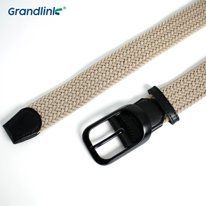 3.5cm 38mm Logo personnalisé hommes noir réglable tressé en cuir extensible bout élastique tissé <span class=keywords><strong>ceinture</strong></span> extensible - Product Image 4
