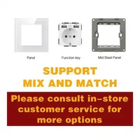 FIKO Interrupteurs et prises murales Panneau en verre trempé noir 1/2/3/4 Gang 1/2 Way EU/UK Standard 16A20A45A