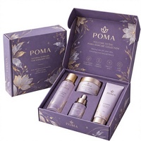 Boîte d'emballage cosmétique violette personnalisée avec logo, impression botanique dorée, insert découpé, plateau pour produits de soin, boîte cadeau postale, vente en gros