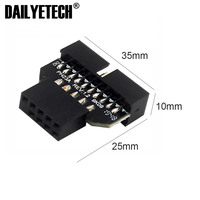 Placa base USB 3,0 de 9 pines a USB3.0, convertidor de conector de Panel frontal de 19 pines a USB 2,0, adaptador hembra de cabeza de 9 pines