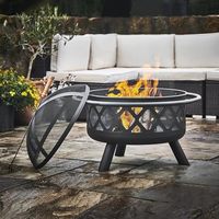 Brasero rond en acier de 30 pouces pour extérieur, foyer en métal avec écran anti-étincelles, pioche et bol à feu pour jardin, patio et feu de camp