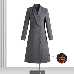 Women's Mid Length Wool <b>Blend</b> Coat Slim Fit Full Sleeve Warm Winter Overcoat For Office Jewelry Store Use - Product Image 1