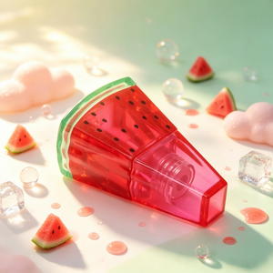ISMAN 6ml Tube de brillant à lèvres pastèque avec grand applicateur, en plastique transparent rose et vert, emballage cosmétique vide pour l'été, vente en gros - Product Image 3