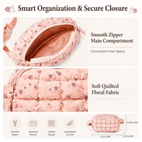 Pochette bandoulière petite taille en polyester lavable, rembourrée effet nuage, fermeture éclair fluide, pour les courses quotidiennes, fabricant direct, Sedex SGS