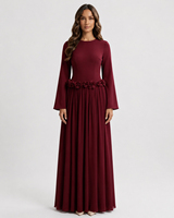 Nouvelle Robe Islamique 2026 pour Femmes Musulmanes, Robe Longue de Luxe à Taille Cintrée avec Décor Floral 3D, Robe Modeste Tendance pour Femmes Musulmanes