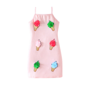 Vestido Casual Floral para Niña, Transpirable, sin Mangas, con Estampado de Helado, Ropa de Moda para Fiestas Infantiles, Vestidos para Bebés - Product Image 6