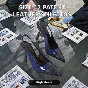 <span class=keywords><strong>Sandali</strong></span> con Tacco Alto da Donna <span class=keywords><strong>Taglia</strong></span> Europea <span class=keywords><strong>42</strong></span>, Punta a Spillo, Esterni, Retro Aperto, in Pelle Verniciata, Tacco a Stiletto in PU, Aumento di Altezza - Product Image 1