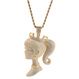Luxury Trendy 3D Diamond Crown Pendant Necklace for Little Girls New Hip Hop Iced Bling Brass <strong>Jewelry</strong> Zircon Main for Weddings - Product Image 6