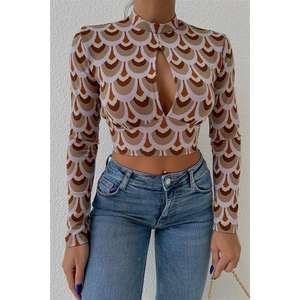 Blusa de Punto de Manga Larga para Mujer, Estilo Club, Tejido Suave, Color LLA, Mangas Completas, Diseño Otoñal - Product Image 1