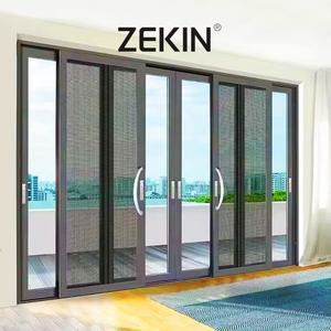 As2047 nfrc הסמכה זכוכית כפולה דלתות בניין הנדסה מותאמת אישית פרויקט דלתות הזזה אלומיניום חיצוני עם רשת מסך - Product Image 1