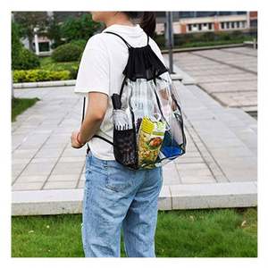 Mochila con cordón transparente de PVC ecológica Unisex, nueva bolsa de Fitness de moda para hombres y mujeres, uso de compras, hecho a medida, 23L - Product Image 6