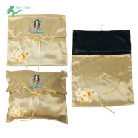 Pochette en satin réutilisable personnalisée pour l'emballage de mèches de cheveux, sac anti-poussière en satin de soie de qualité pour lingerie, perruques et extensions capillaires
