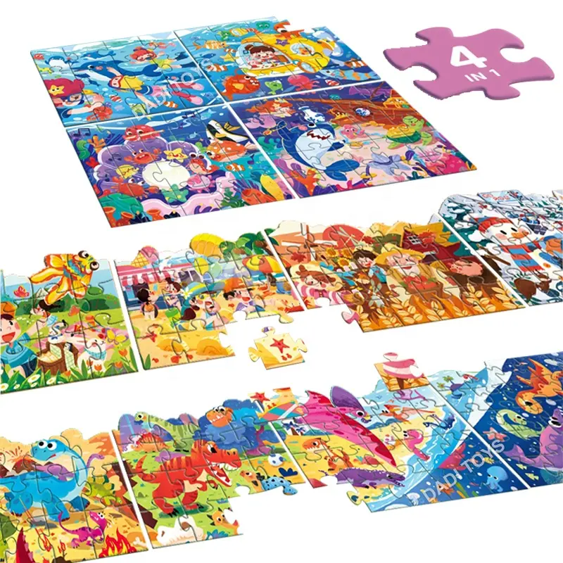 New Trend Puzzle 4 IN 1 Cartoon 72PCS Toy DIY Education Puzzle Game