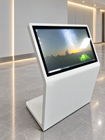 Kiosque tactile sur pied blanc avec écran OLED, terminal d'affichage numérique interactif pour centres commerciaux et magasins de détail