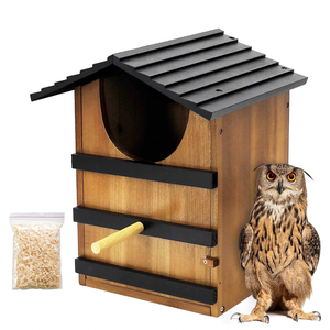 大型木制尖叫猫头鹰屋谷仓猫头鹰筑巢箱木制鸟屋户外装饰 - Product Image 1