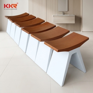 Modern Curved Wooden Top <strong>Bathroom</strong> <strong>Stool</strong> Solid Surface Waterproof Shower <strong>Stool</strong> - Product Image 3