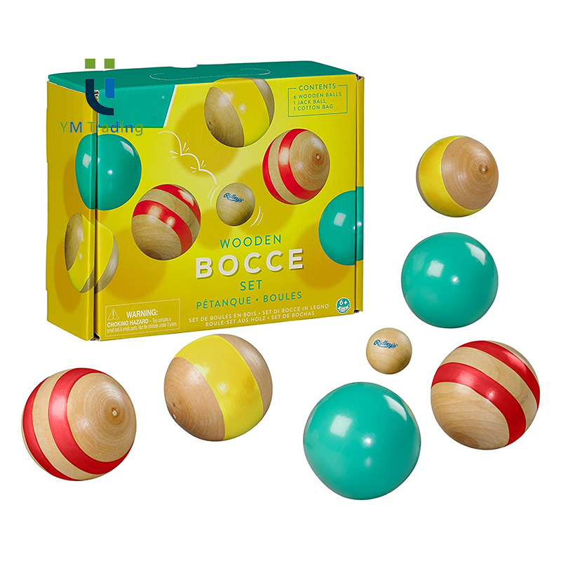 High Quality Wood Bocce Ball Set With Carrying Case For Backyard Or Beach Lawn Bowls Sports & Entertainment