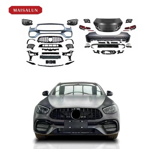 Pare-chocs de carrosserie pour Mercedes-Benz <span class=keywords><strong>Classe</strong></span> <span class=keywords><strong>E</strong></span> W213 : Kit de carrosserie W213 pour mise à niveau du modèle ancien vers le <span class=keywords><strong>nouveau</strong></span> look AMG, comprenant pare-chocs, calandre, diffuseur et embout de capot moteur - Product Image 1