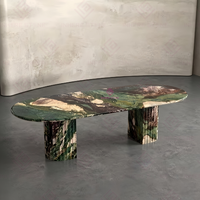 Table à manger en marbre vert au design moderne, table centrale en pierre naturelle pour villa, bureau, maison et usage commercial