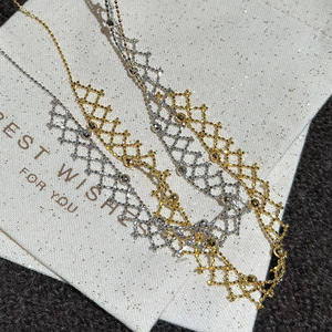 S925 Pure Silver Italian Craftsmanship Lace <b>Crystal</b> <b>Necklace</b> Fashionable Vintage Collarbone Chain with Niche Design - Product Image 1