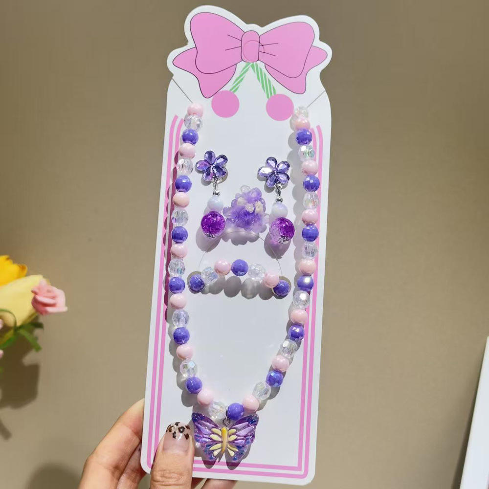 Necklace Accessories Children Necklace Bracelet Ring Set Hot Selling Jewelry Girls Cartoon Accessories