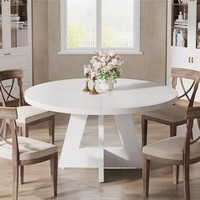 Luxueuse table ronde en bois 47" pour 4-6 pers. Un cadre chaleureux pour vos repas en famille.